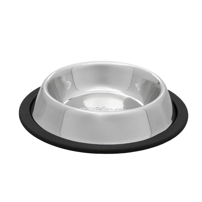Paws & Claws STAINLESS STEEL PET BOWL BLACK ANTI-SKID 700ML 23X23X4.5CM