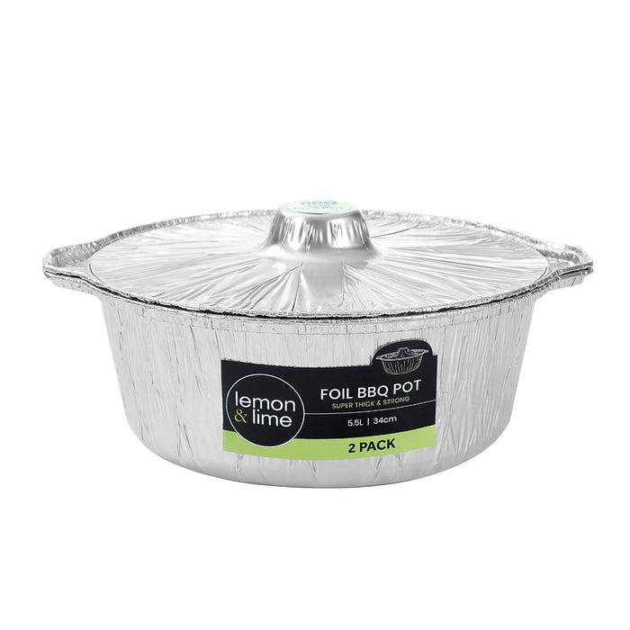 Lemon & Lime FOIL BBQ POT 5.5L 2PK 34CM