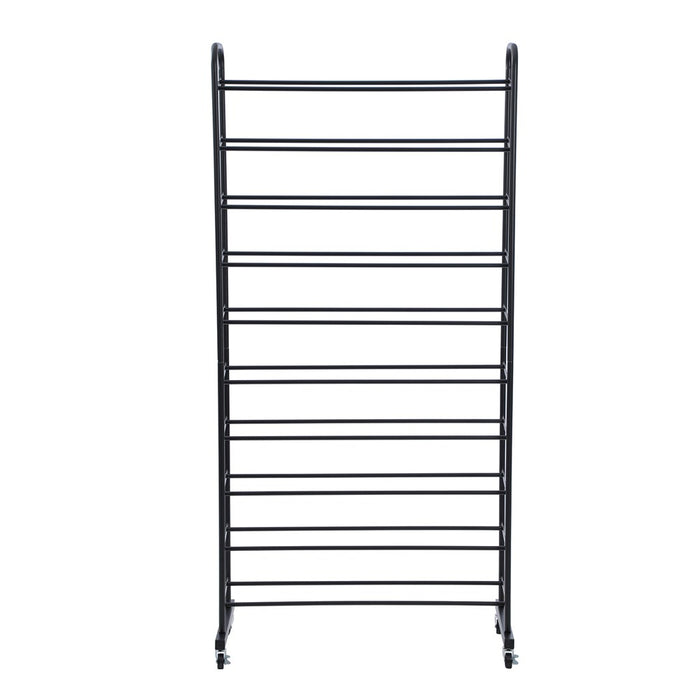 Boxsweden Metal 10 Tier Shoe Rack With Wheels 76X22X160Cm