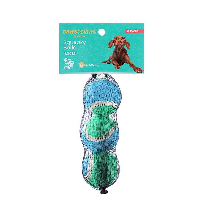 Paws & Claws SQUEAKY BALLS 3PK 4.5CM
