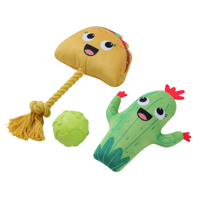 Paws & Claws TUG 'N PLAY 3PK PLUSH + TPR 17X11X5CM DESIGNS