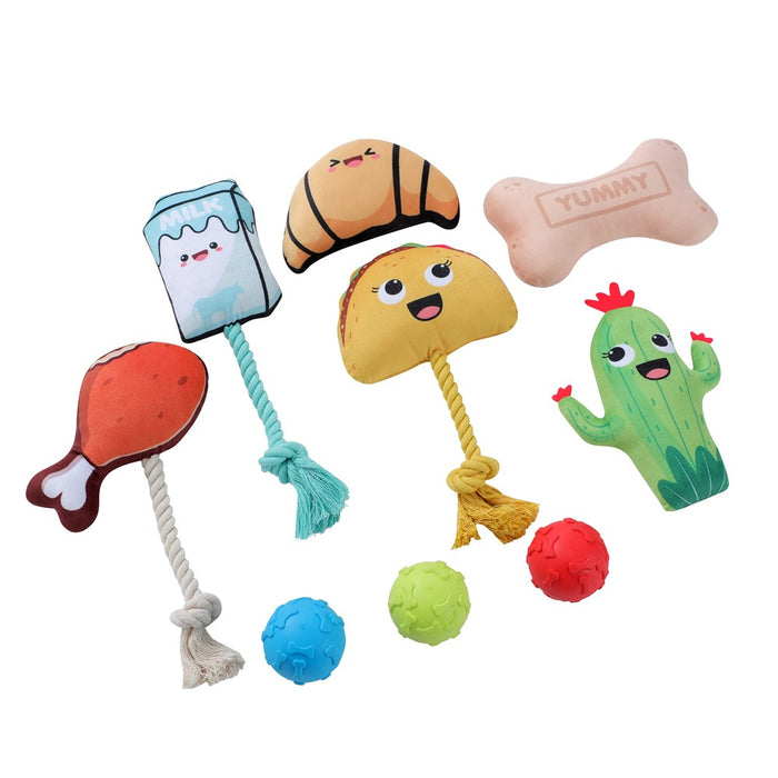 Paws & Claws TUG 'N PLAY 3PK PLUSH + TPR 17X11X5CM DESIGNS