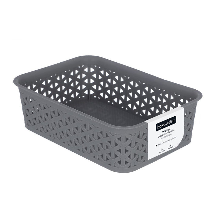 Boxsweden Wicker Design Organiser 1.5L Basket 19.5X13.5X6Cm