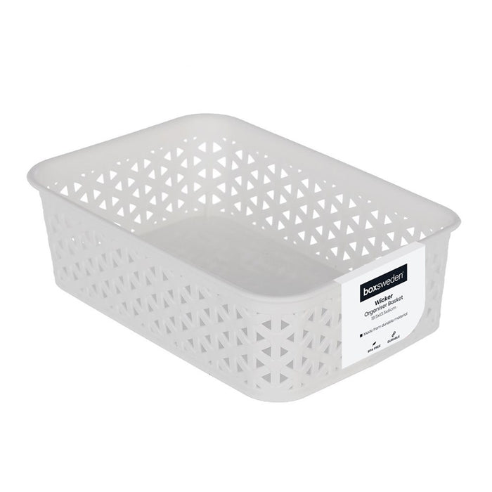 Boxsweden Wicker Design Organiser 1.5L Basket 19.5X13.5X6Cm