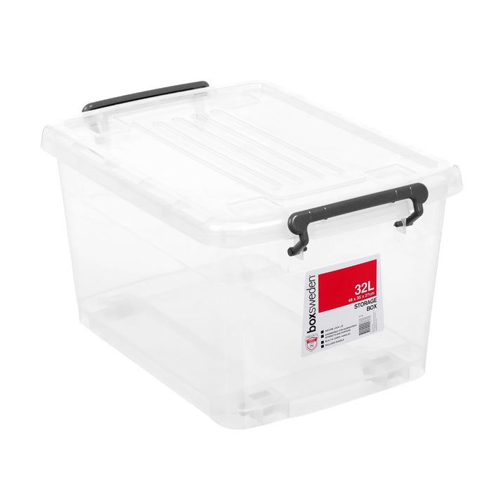 Boxsweden Transparent Storage Box 32L W/Wheels 48 X 35 X 27 Cm