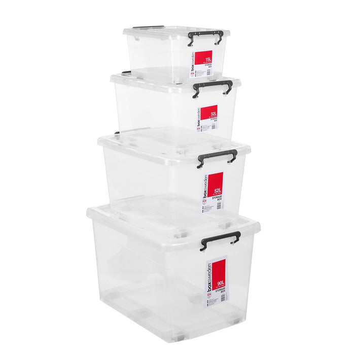 Boxsweden Transparent Storage Box 32L W/Wheels 48 X 35 X 27 Cm