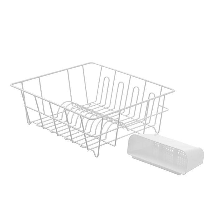 Lemon & Lime WIRE DISH RACK W/ CUTLERY HOLDER 37X33X13.5CM WHITE