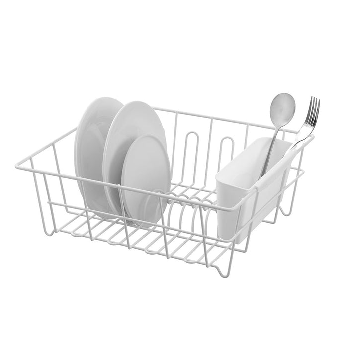 Lemon & Lime WIRE DISH RACK W/ CUTLERY HOLDER 37X33X13.5CM WHITE