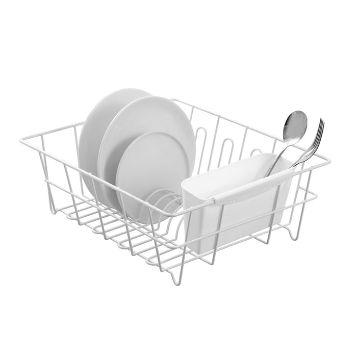 Lemon & Lime WIRE DISH RACK W/ CUTLERY HOLDER 37X33X13.5CM WHITE