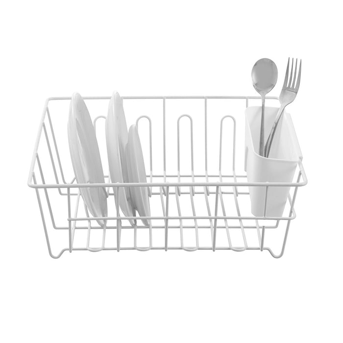Lemon & Lime WIRE DISH RACK W/ CUTLERY HOLDER 37X33X13.5CM WHITE
