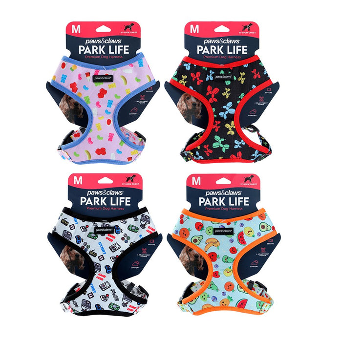 Paws & Claws PARK LIFE 3 PRINTED HARNESS MED 37-50CM DESIGNS