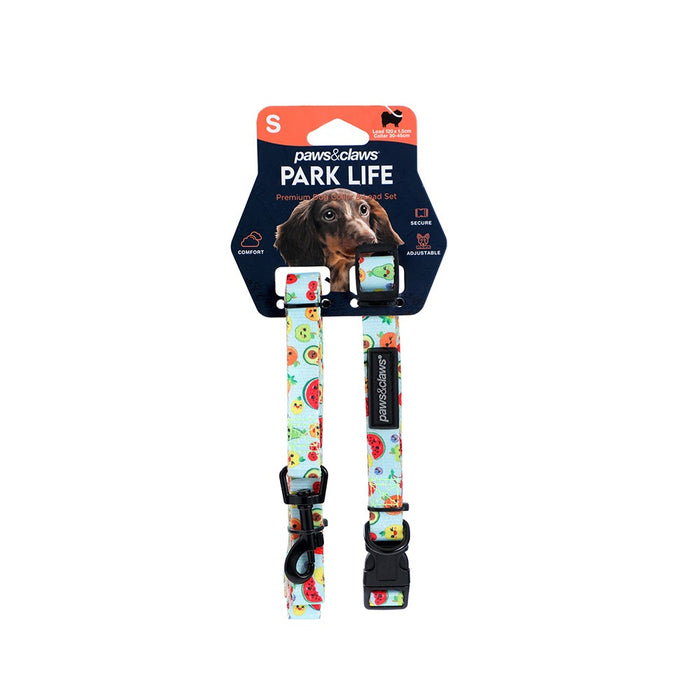 Paws & Claws PARK LIFE 3 COLLAR + LEAD SET SML DESIGNS 120X1.5CM LEAD/30-45CM COLLAR