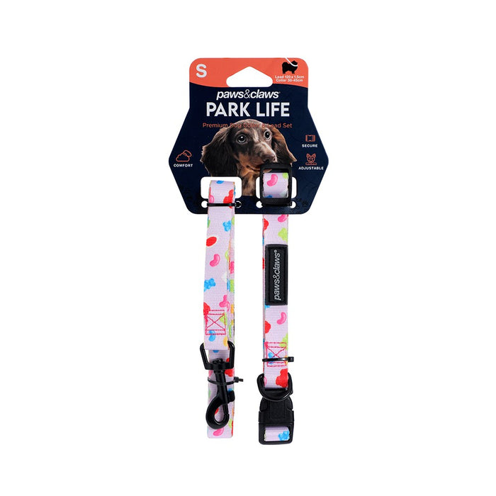Paws & Claws PARK LIFE 3 COLLAR + LEAD SET SML DESIGNS 120X1.5CM LEAD/30-45CM COLLAR