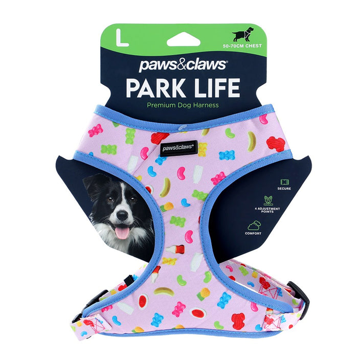 Paws & Claws PARK LIFE 3 PRINTED HARNESS LGE 50-70CM DESIGNS
