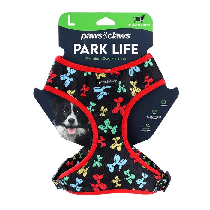 Paws & Claws PARK LIFE 3 PRINTED HARNESS LGE 50-70CM DESIGNS