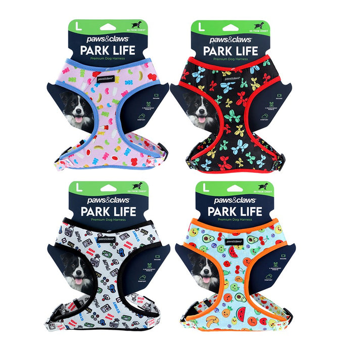 Paws & Claws PARK LIFE 3 PRINTED HARNESS LGE 50-70CM DESIGNS