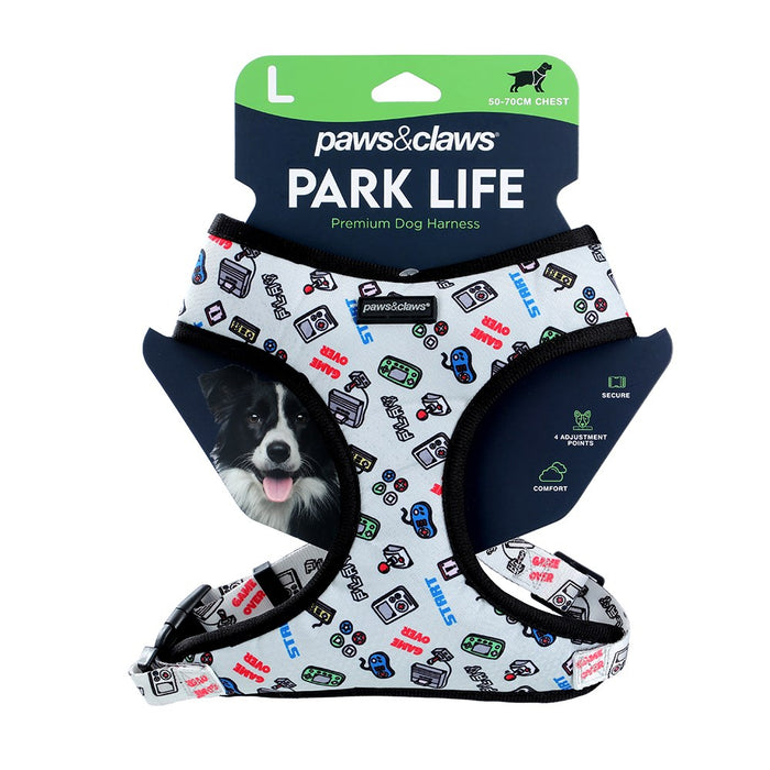 Paws & Claws PARK LIFE 3 PRINTED HARNESS LGE 50-70CM DESIGNS