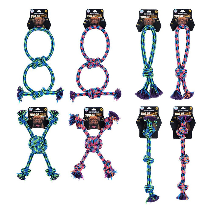 Paws & Claws TUG-OF-WAR ROPE PET TOY STYLES, 2 COLOURS 50X3CM 348G