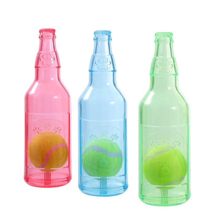 Paws & Claws TPR BOTTLE + TENNIS BALL LGE 25X7.5CM COLOURS