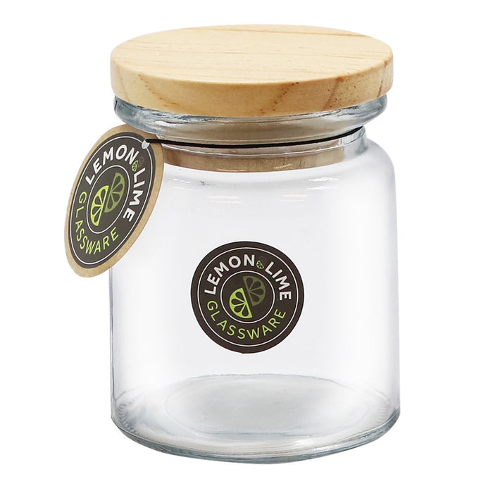 Lemon & Lime GLASS JAR WITH WOODEN LID 250ML 7.5X7.5X10CM