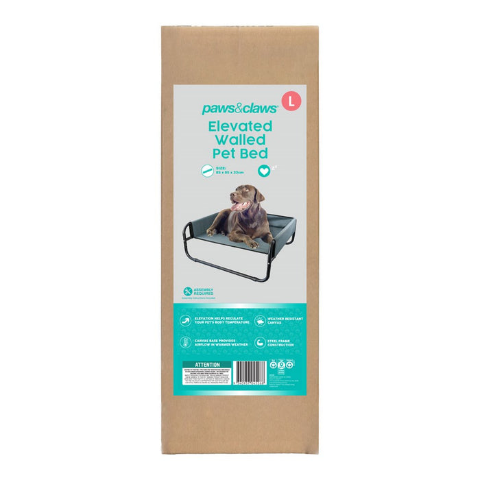Paws & Claws ELEVATED WALLED PET BED LARGE 85X85X33CM