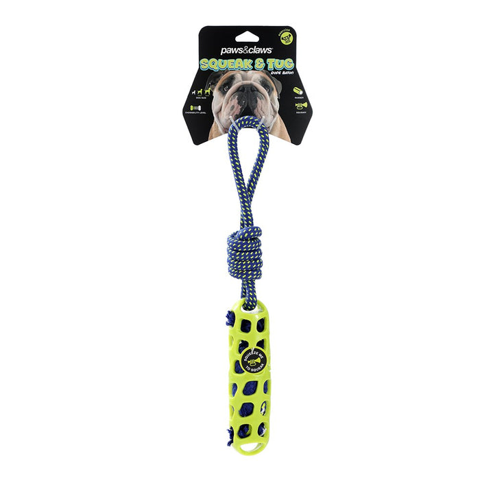 Paws & Claws SQUEAK & TUG BATON TUGGER TPR + ROPE 38.5X5X5CM