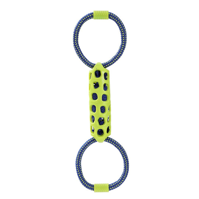 Paws & Claws SQUEAK & TUG DOUBLE TUGGER TPR + ROPE 39X12X5CM COLS