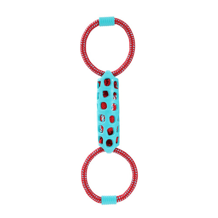 Paws & Claws SQUEAK & TUG DOUBLE TUGGER TPR + ROPE 39X12X5CM COLS