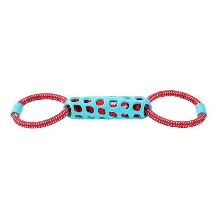 Paws & Claws SQUEAK & TUG DOUBLE TUGGER TPR + ROPE 39X12X5CM COLS