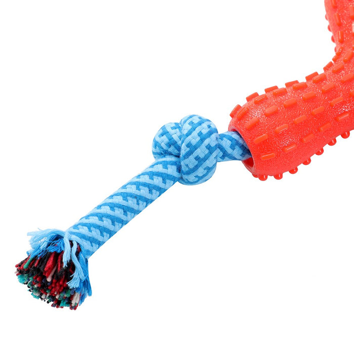 Paws & Claws TUG-O-MANIA RUBBER TRI-ROPE & TUGGER 55X1.7CM