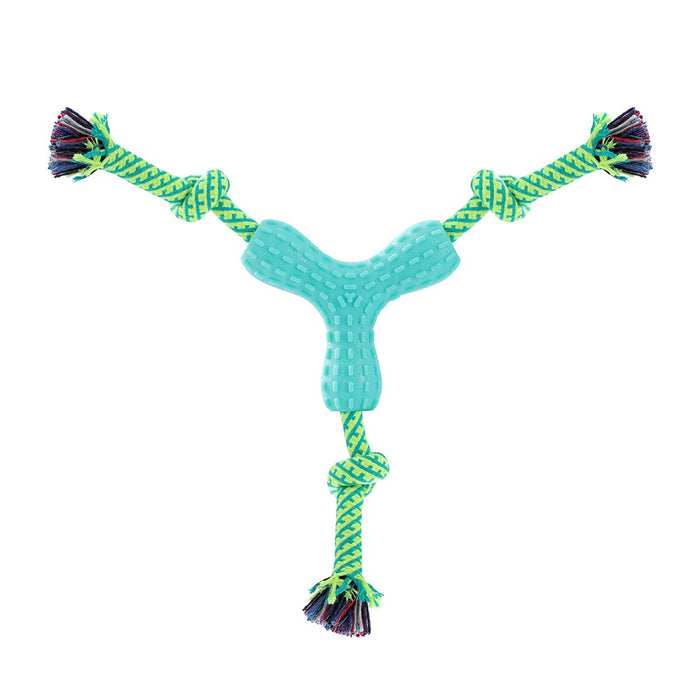 Paws & Claws TUG-O-MANIA RUBBER TRI-ROPE & TUGGER 55X1.7CM