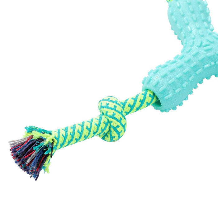 Paws & Claws TUG-O-MANIA RUBBER TRI-ROPE & TUGGER 55X1.7CM