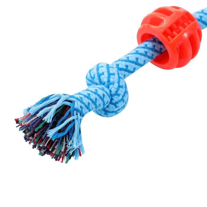 Paws & Claws TUG-O-MANIA RUBBER ROPE & BALL TUGGER 39X11.5X1.7CM