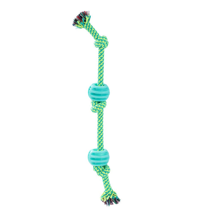 Paws & Claws TUG-O-MANIA RUBBER ROPE & BALL TUGGER 39X11.5X1.7CM