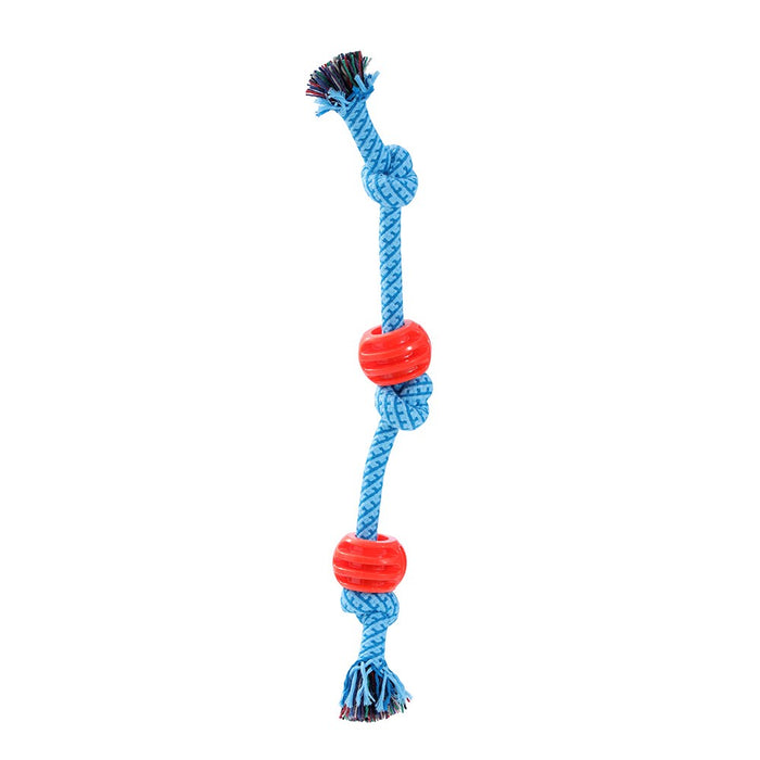 Paws & Claws TUG-O-MANIA RUBBER ROPE & BALL TUGGER 39X11.5X1.7CM