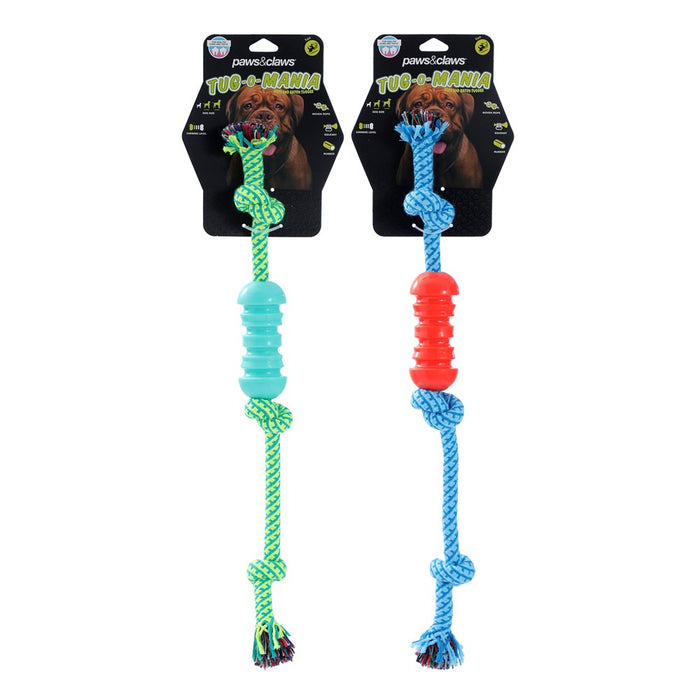 Paws & Claws TUG-O-MANIA RUBBER ROPE & BATON TUGGER 37X15X1.7CM