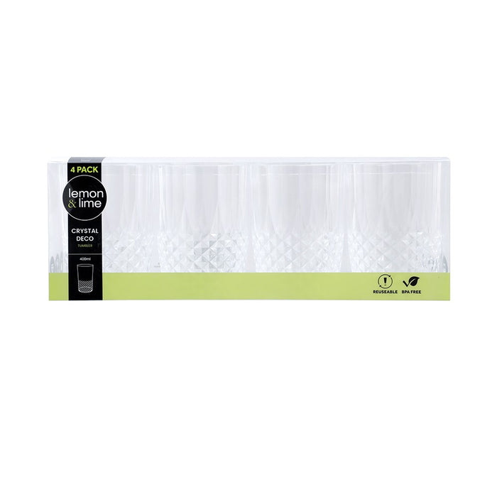 Lemon & Lime CRYSTAL DECO TUMBLER 4PK 400ML