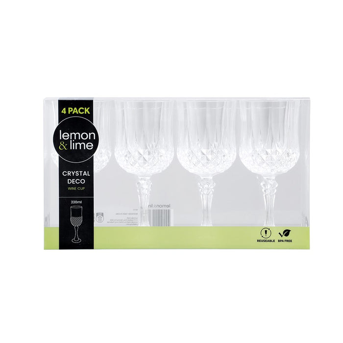 Lemon & Lime CRYSTAL DECO WINE CUP 4PK 220ML