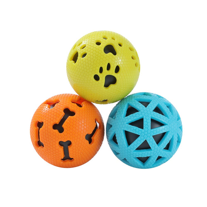 Paws & Claws RUBBER SCENTED BALLS 3PK 7CM BEEF SCENTED