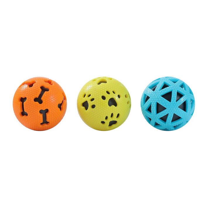Paws & Claws RUBBER SCENTED BALLS 3PK 7CM BEEF SCENTED