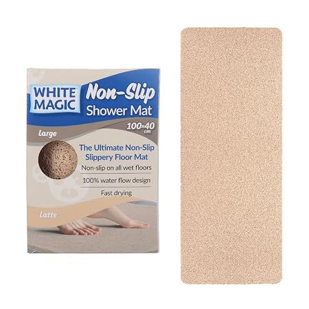 White Magic Non-Slip Shower Mat Large- Latte