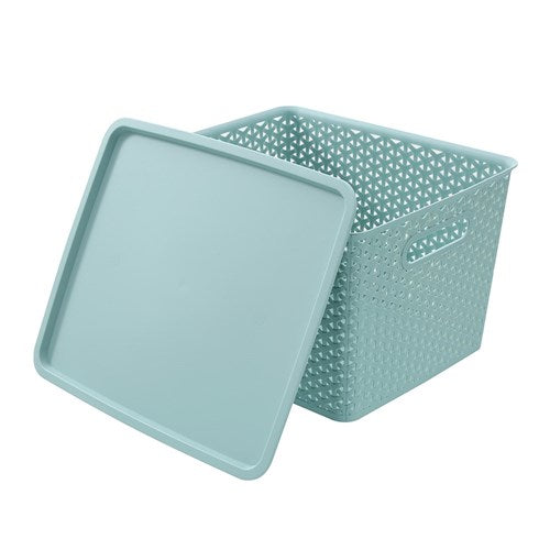 Boxsweden Wicker Basket Lidded 19L 36X30X22.5Cm 3 Asstd