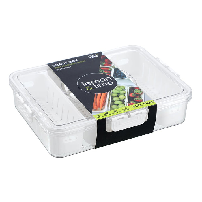 Lemon & Lime SNACKAL BOX 4 SECTION CONTAINER 31X24X6.5CM