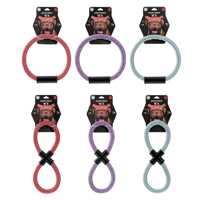 Paws & Claws XL CHUNKY ROPE TOYS 2 SHAPES / 3 COLS 38X14.5X2.5CM