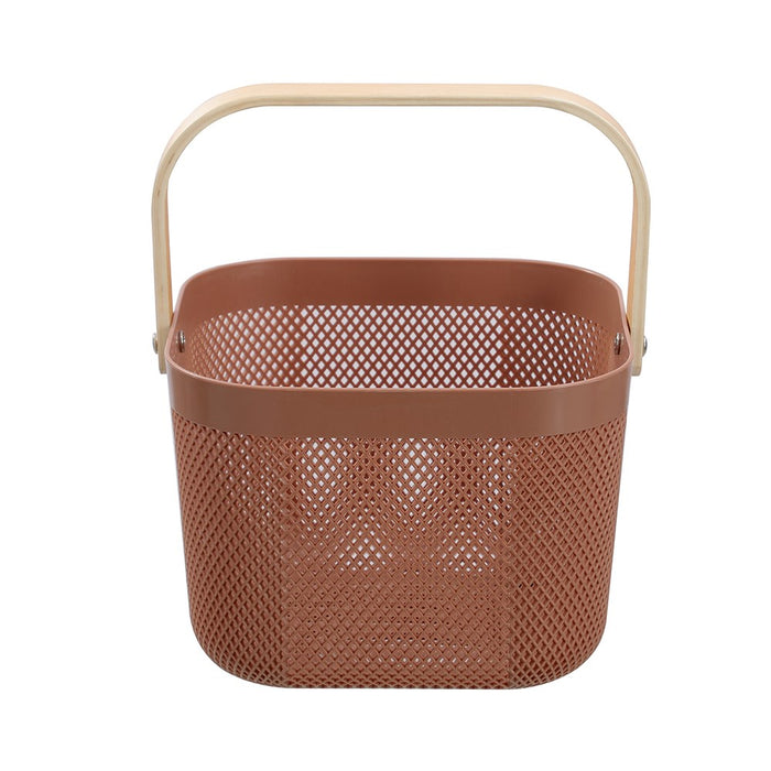 Boxsweden Mesh Plastic Basket Wood Handle 8.5L 24.5X24.5X18Cm