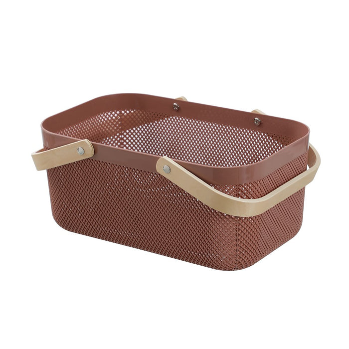Boxsweden Mesh Plastic Basket Wood Handle 15L 40X24.5X18Cm