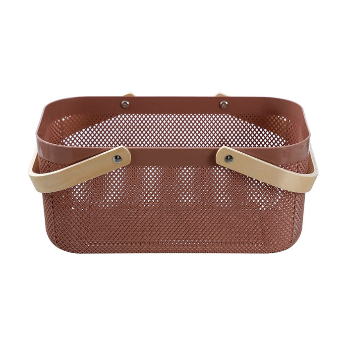 Boxsweden Mesh Plastic Basket Wood Handle 15L 40X24.5X18Cm
