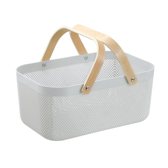 Boxsweden Mesh Plastic Basket Wood Handle 15L 40X24.5X18Cm