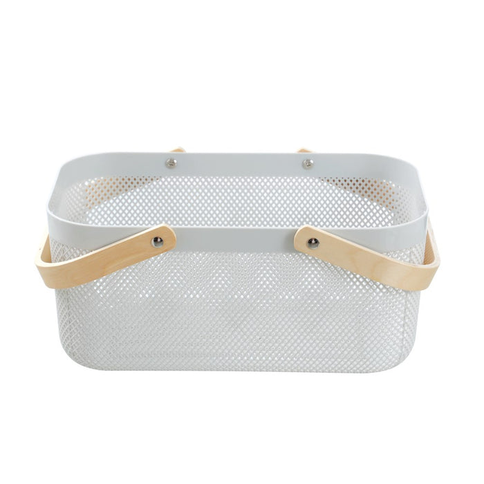 Boxsweden Mesh Plastic Basket Wood Handle 15L 40X24.5X18Cm