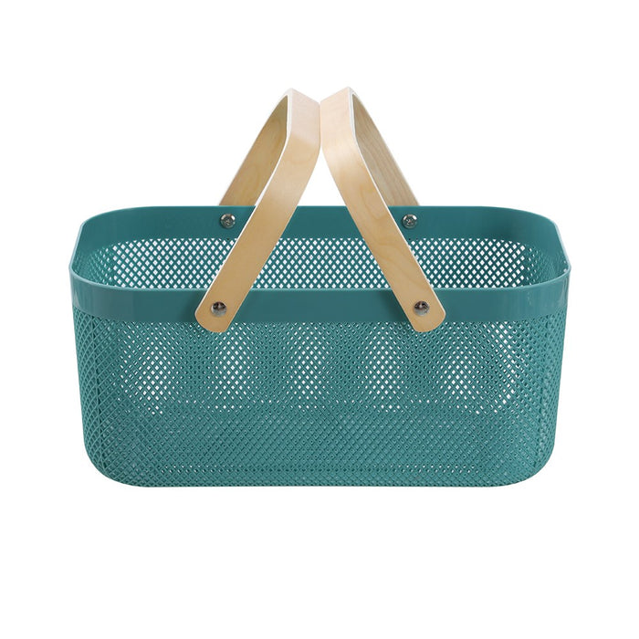 Boxsweden Mesh Plastic Basket Wood Handle 15L 40X24.5X18Cm
